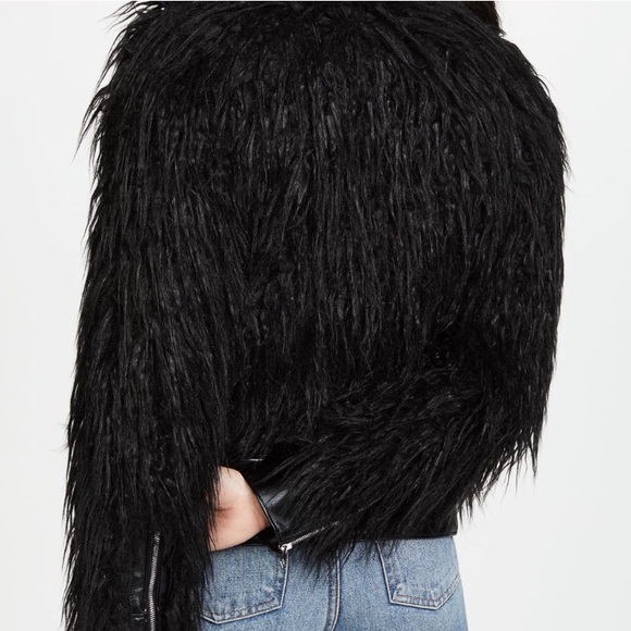 Theory Mongolia Fur Coat Jacket Leather Zip Sleeve - Picture 4 of 5